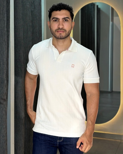 Polo textura blanco con tejido